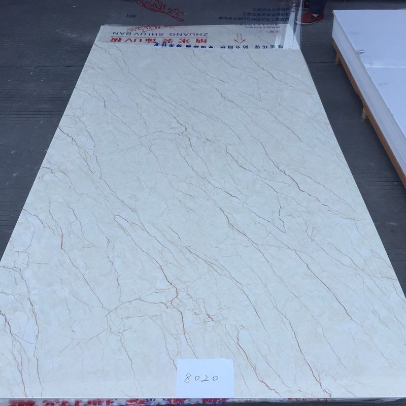 Fireproof PVC Marble Sheet UV Coating , Decorative Faux Marble Walls PVC Sheet